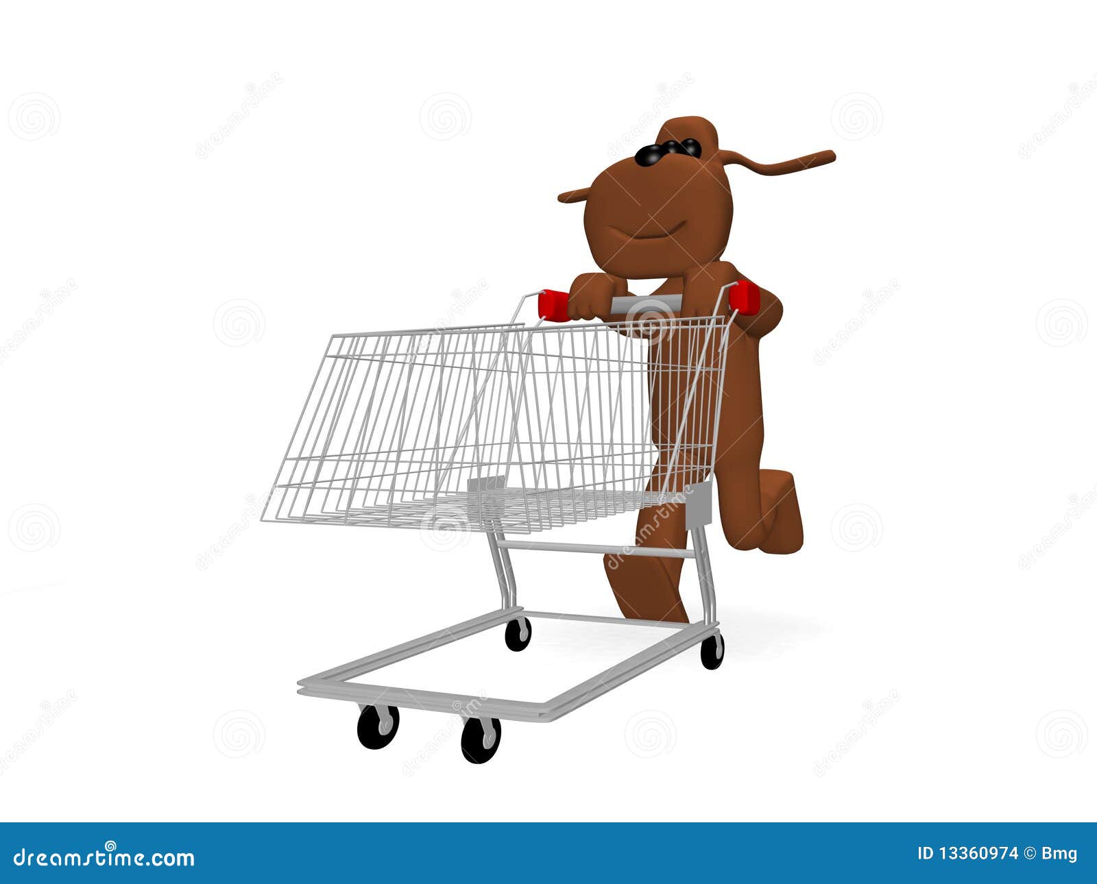 Dog with shopping cart stock illustration. Illustration of vehicle
