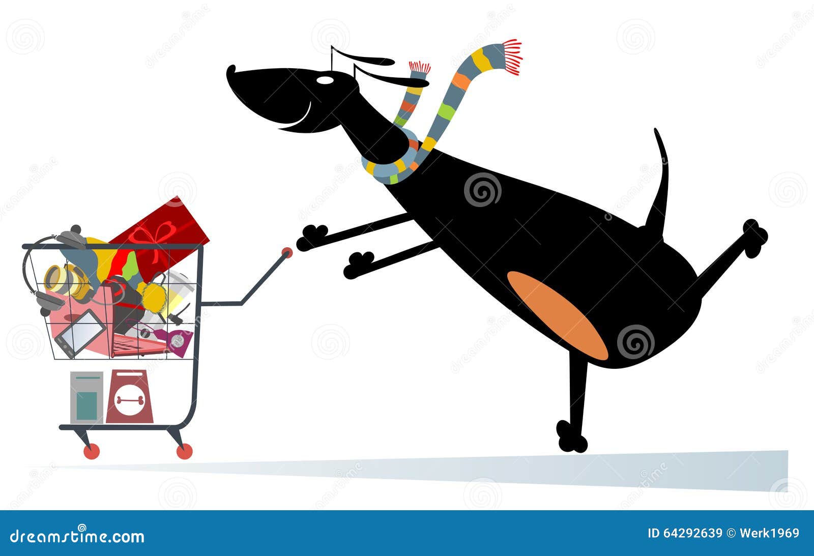 Dog is shopping stock vector. Illustration of modern 64292639