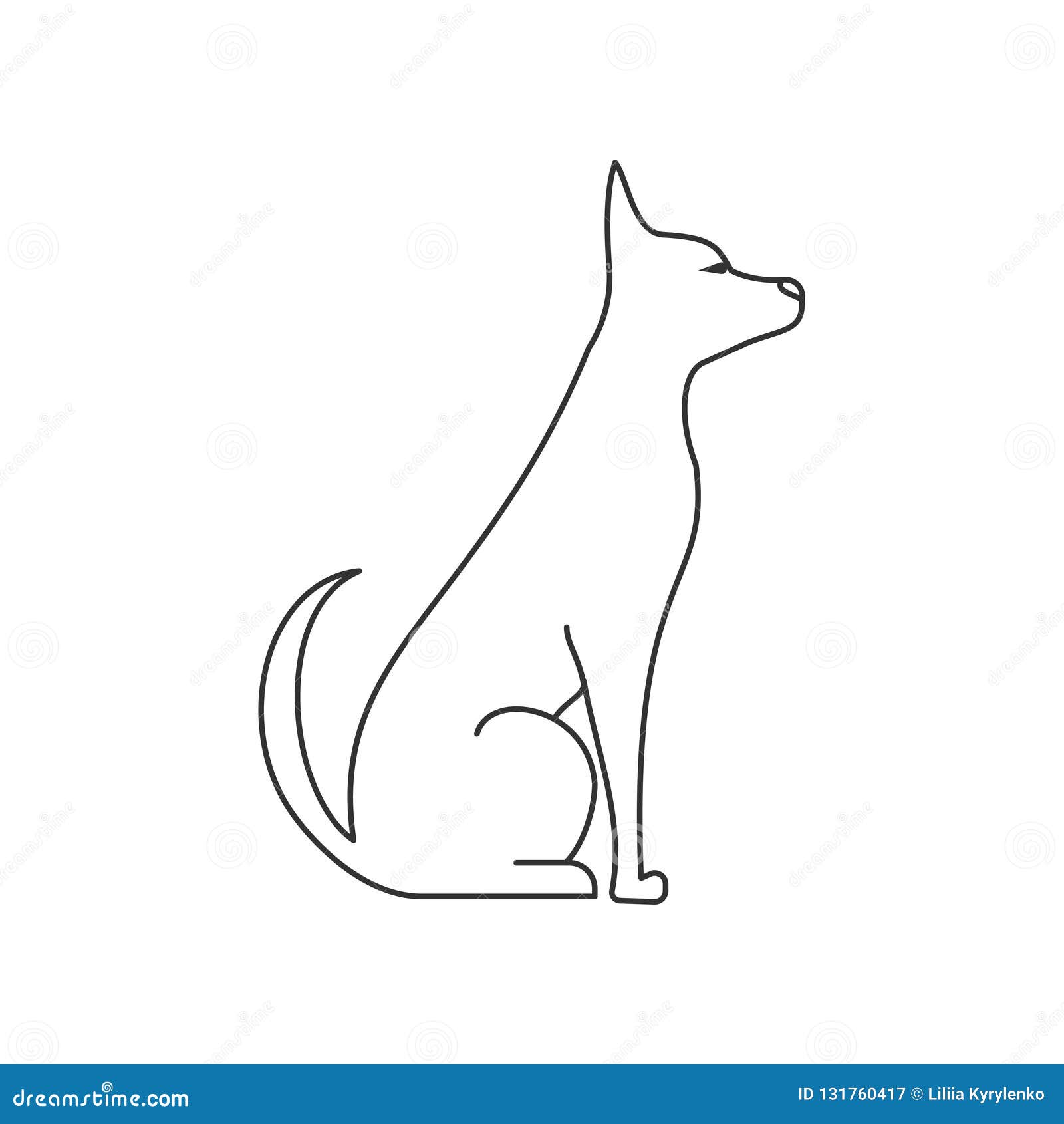 Dog Side View Linear Illustration. Pets And Grooming