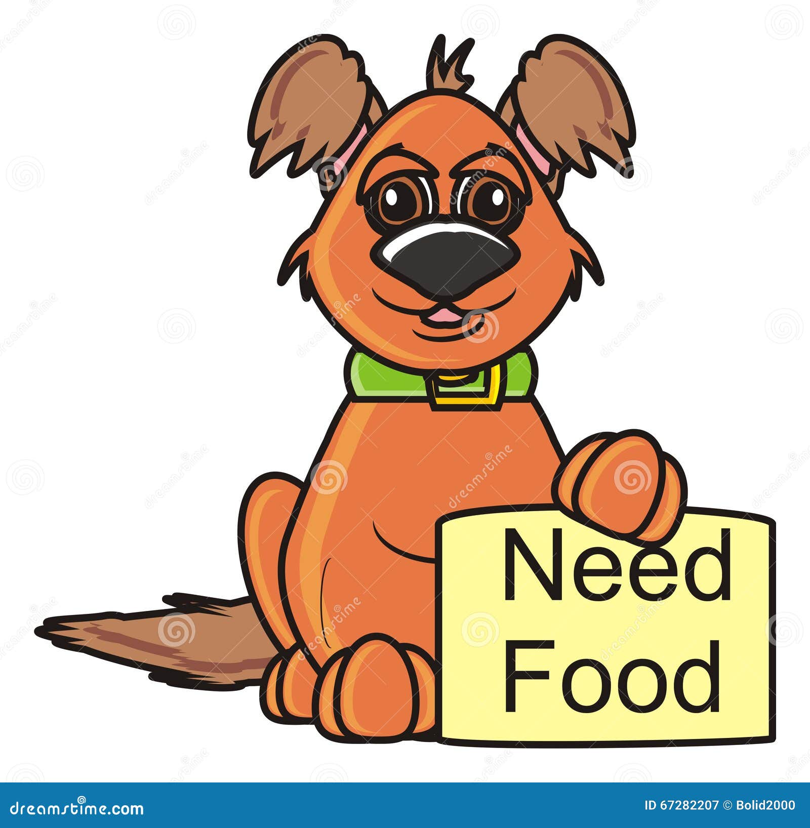 Dog with sign need food stock illustration. Illustration of head 67282207
