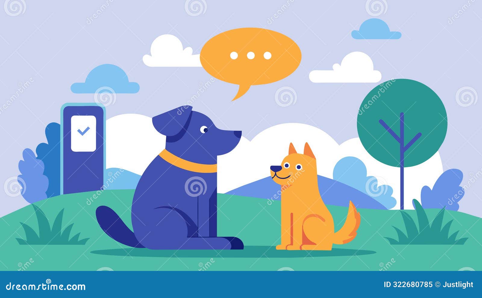 a dog sitting listlessly in a backyard with a speech bubble saying i need soing fun to do while a human hand holds a