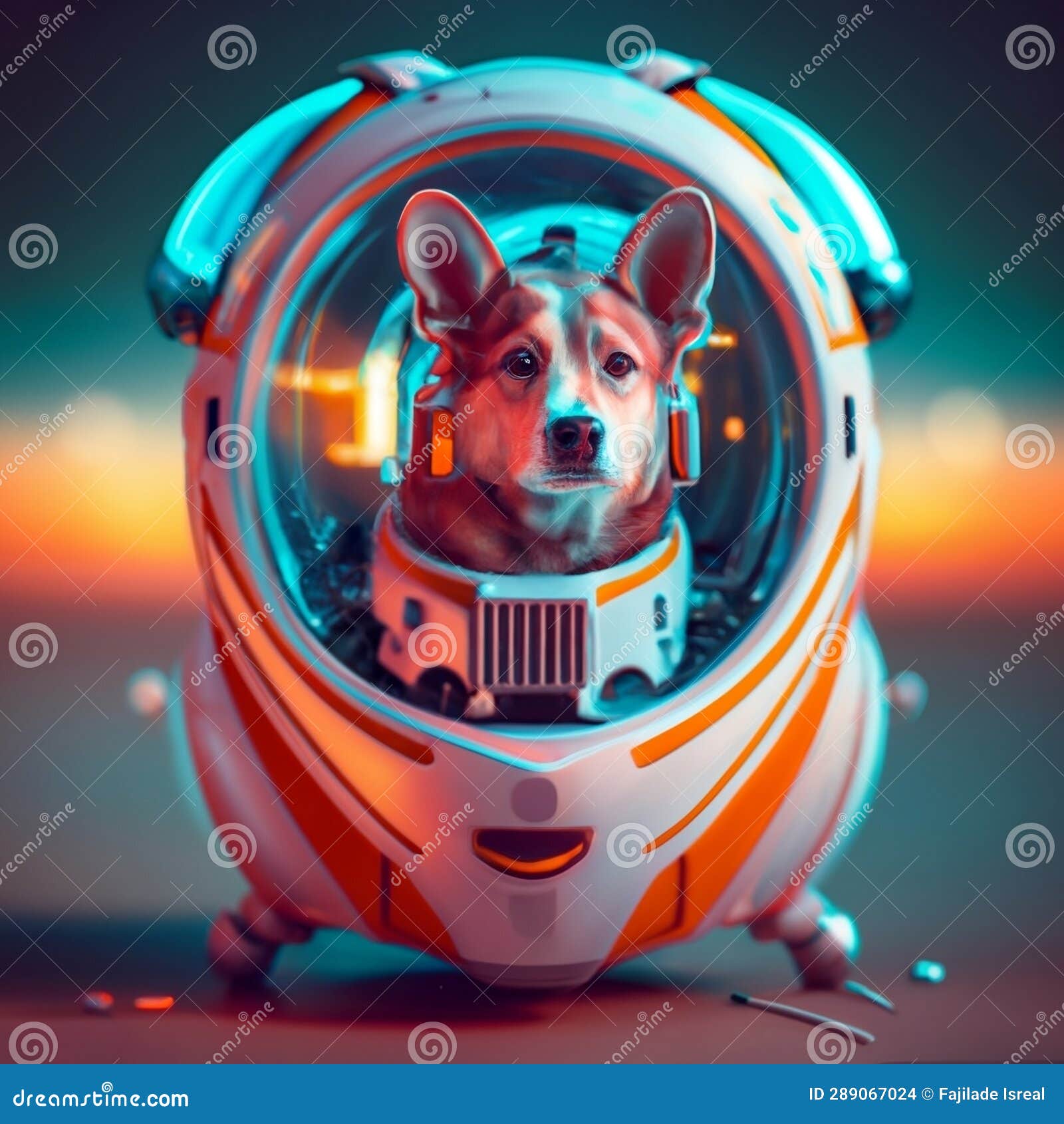 A dog in space ship stock illustration. Illustration of space - 289067024