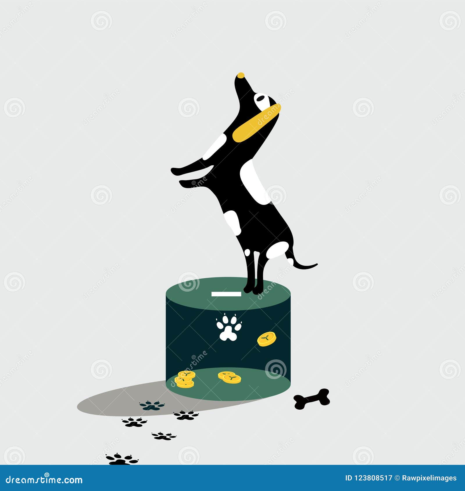 Dog Standing on the Donation Box Stock Vector Illustration of giving