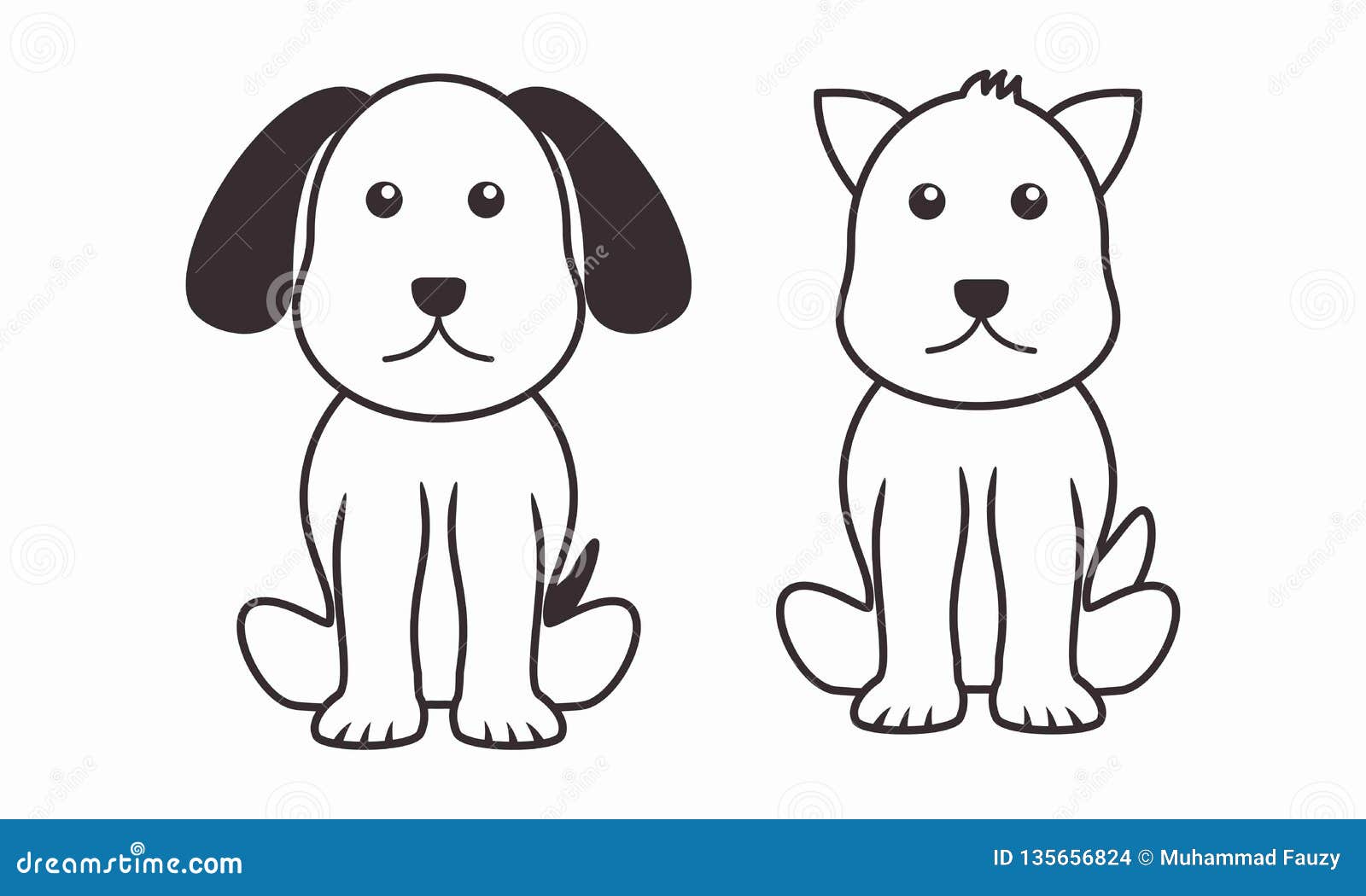 Cute Dog Vector Illustration with Black and White Color on Isolated  Background Stock Vector - Illustration of happy, mammal: 135656824