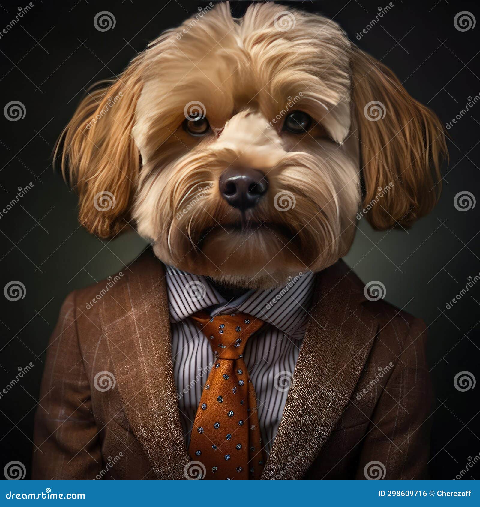 Dog in suit with tie stock photo. Image of sitting, terrier 298609716
