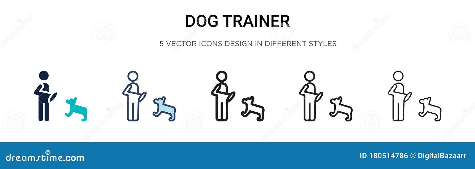 Dog Trainer Icon in Filled, Thin Line, Outline and Stroke Style. Vector