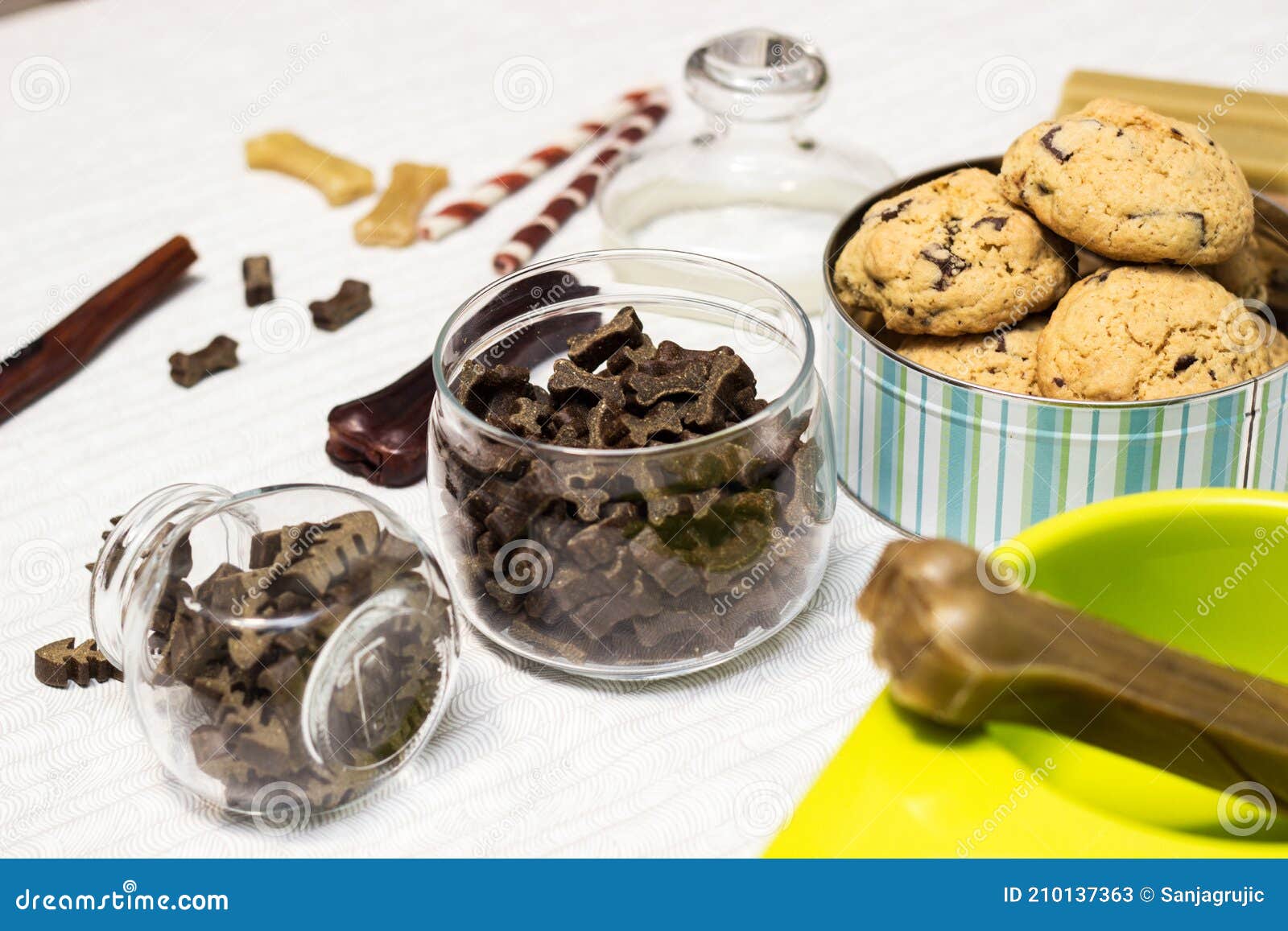 Dog Treats Spilling Out of Bowl Stock Image Image of bone, hardwood 210137363