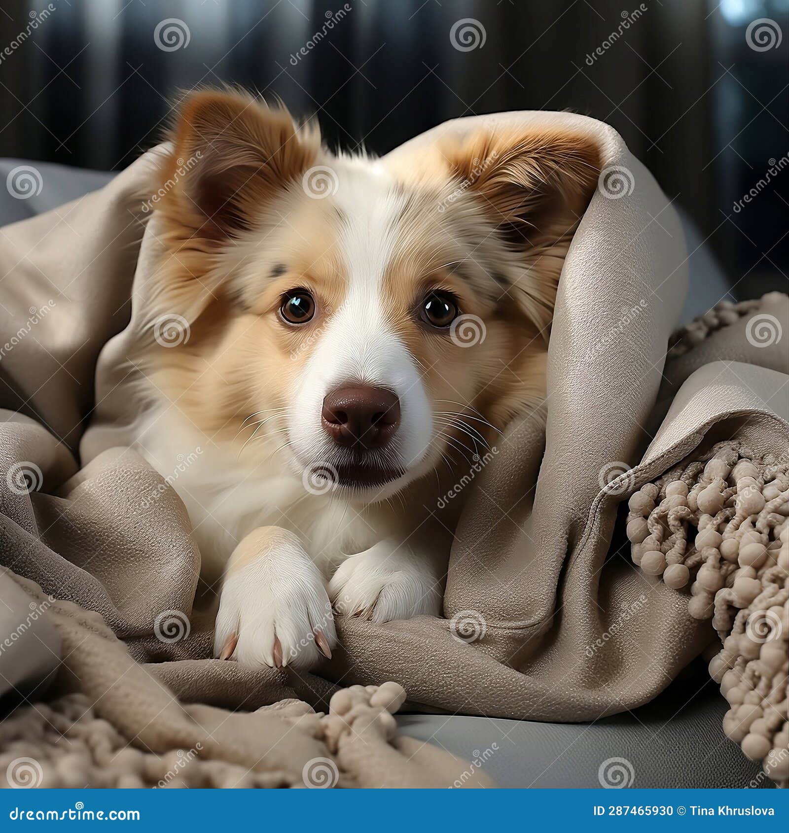The Dog is Warm Under the Blanket Stock Illustration Illustration of