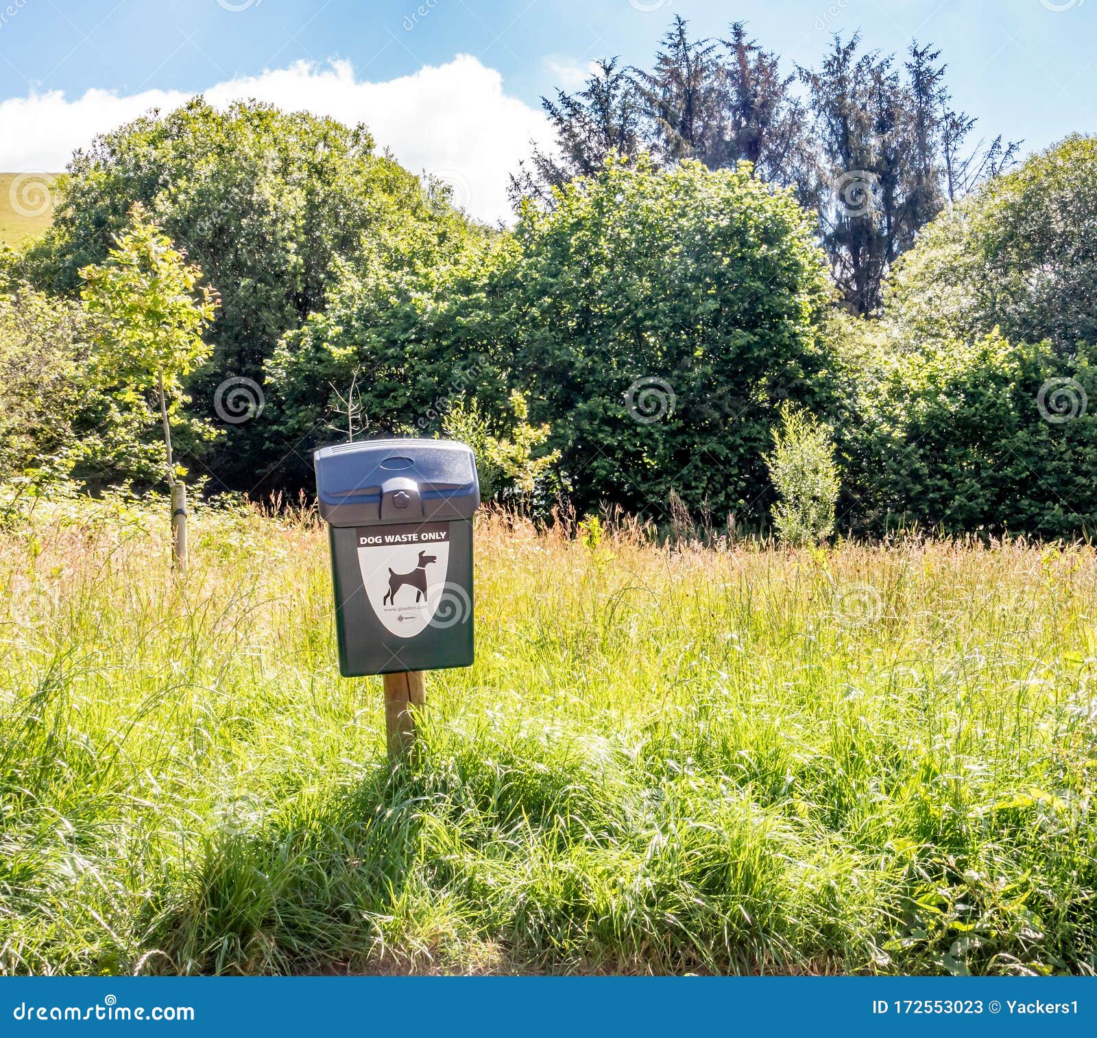 Dog Waste Bin Promoting `Keeping the Countryside Clean` in a Public