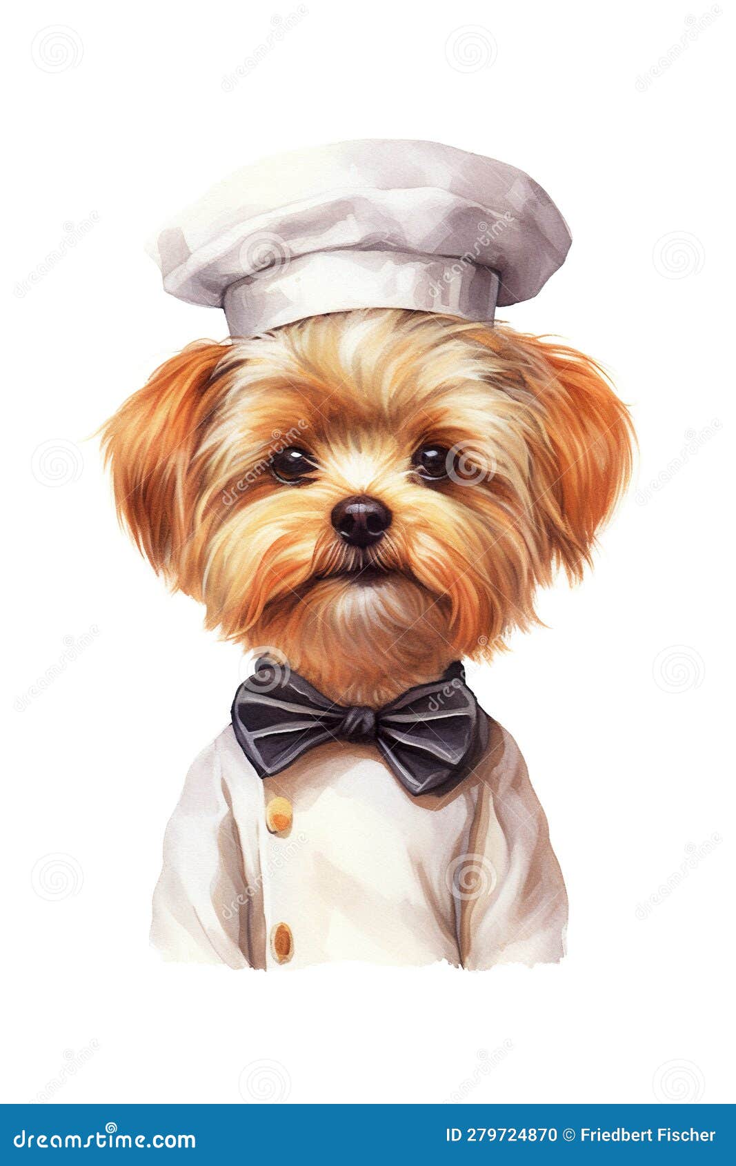 A Dog Wearing a Chef S Hat and Bow Tie. Generative AI Image. Stock