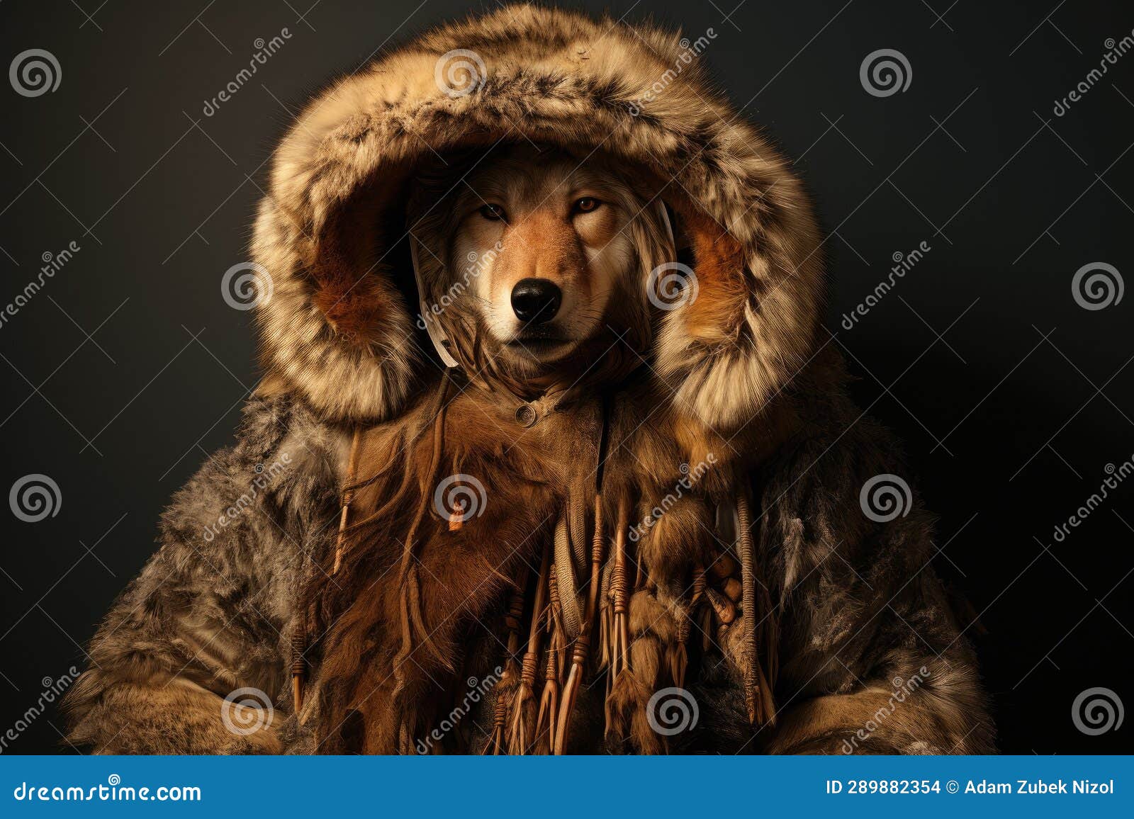 A dog wearing a fur coat stock illustration. Illustration of head
