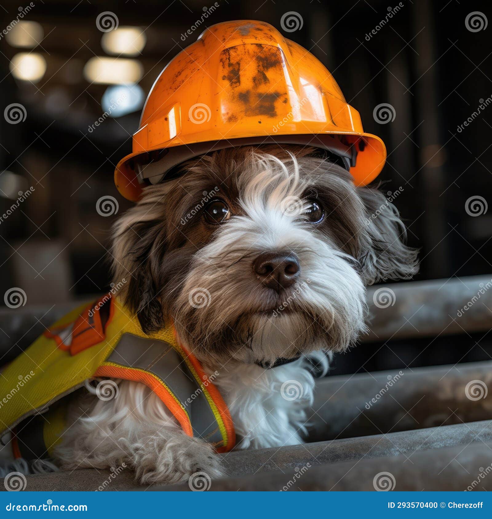 Dog in a Construction Helmet Stock Photo Image of manufacturing