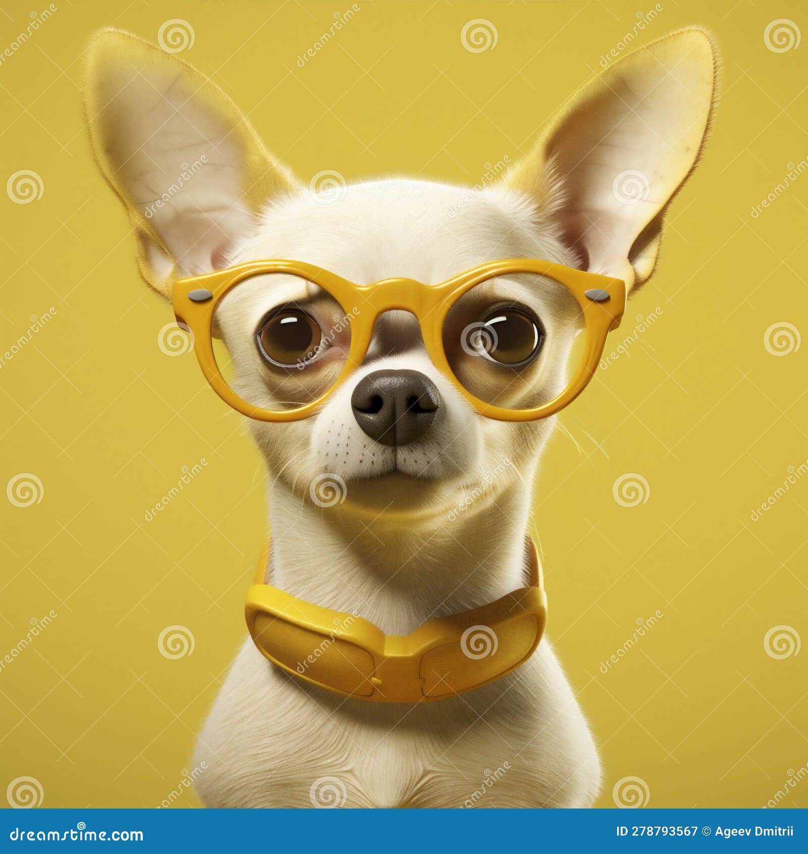 dog yellow glasses puppy background pet animal cute chihuahua portrait canino. generative ai.