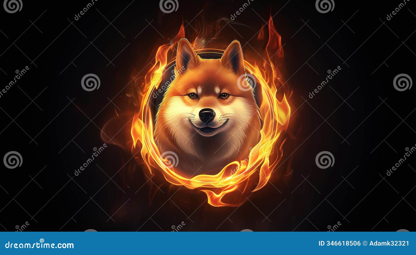 dogecoin burning in a ring of fire icon