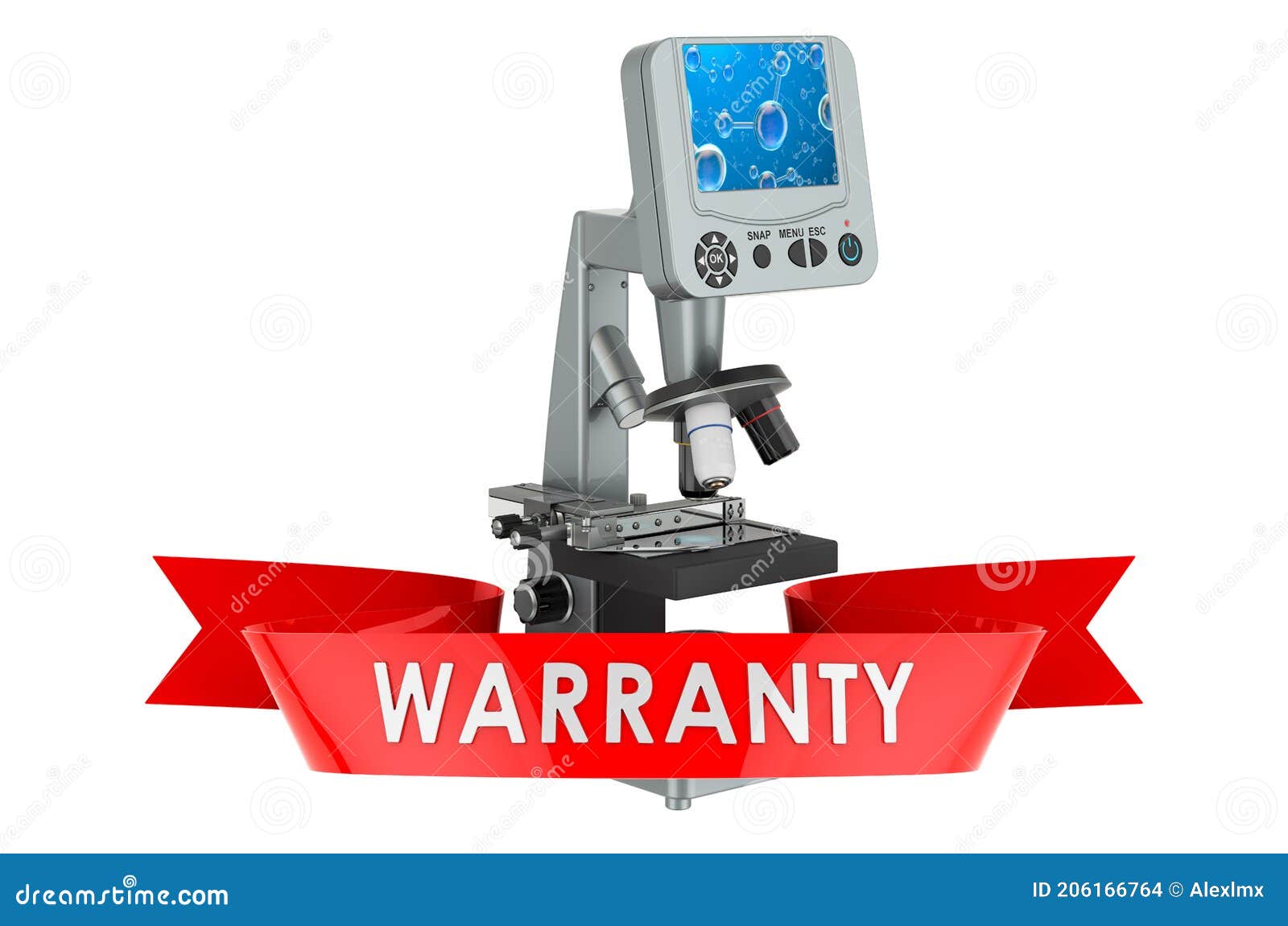 dogital microscope warranty concept. 3d rendering