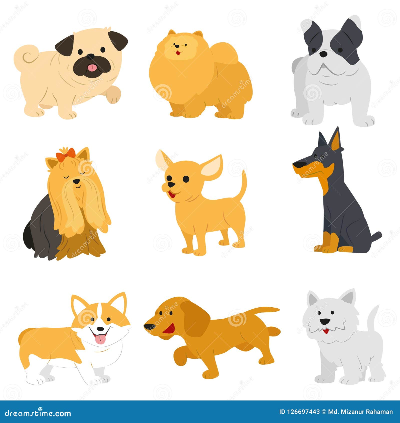 Download Cute Coloured Dogs Breeds Amazing Vector Dog. Vector ...