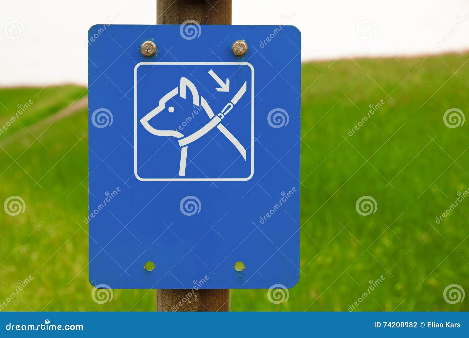 Dog Leash Law Sign Along Walking Path Stock Photography CartoonDealer
