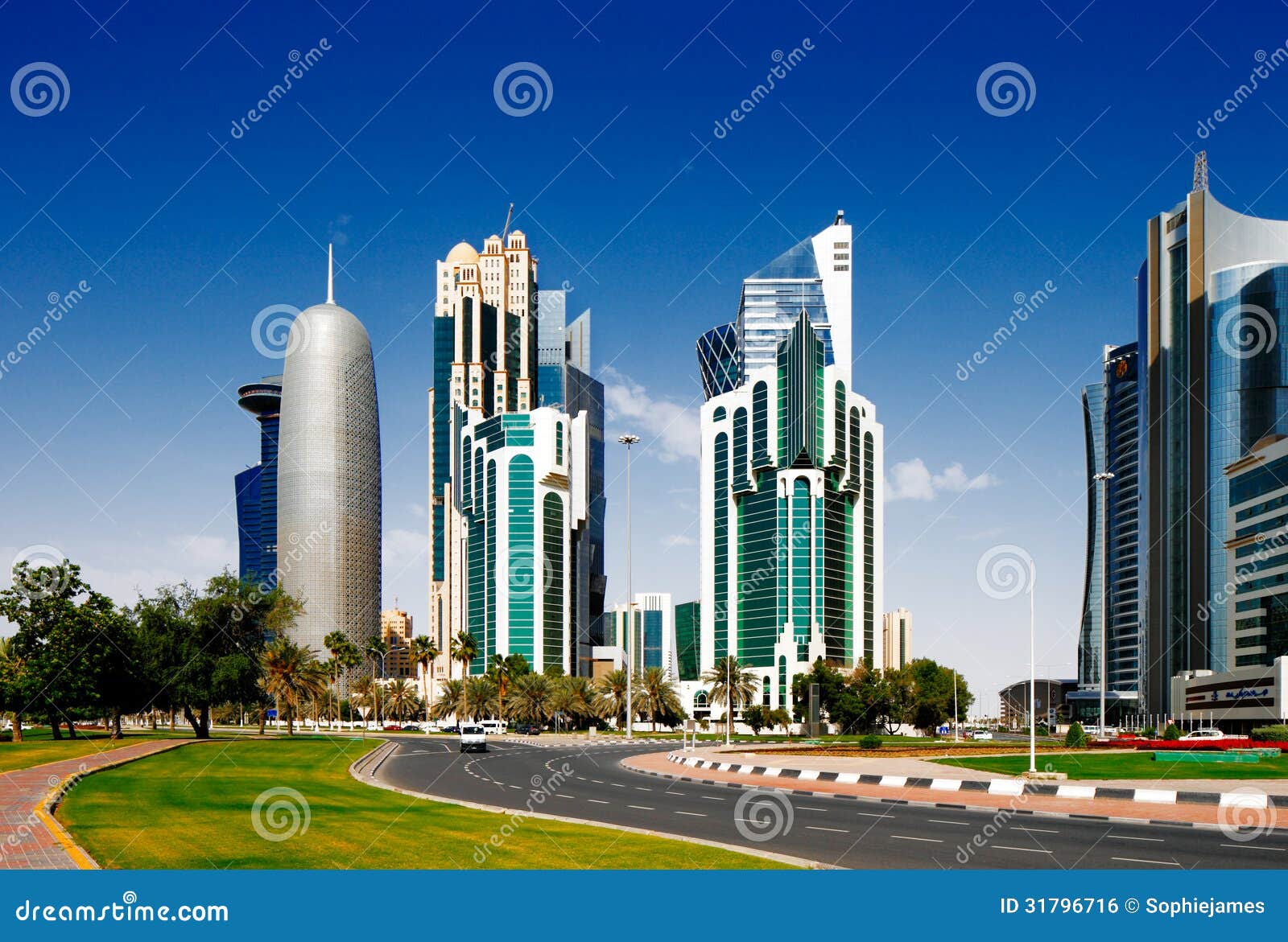 the doha corniche is a waterfront promenade in doha, qatar