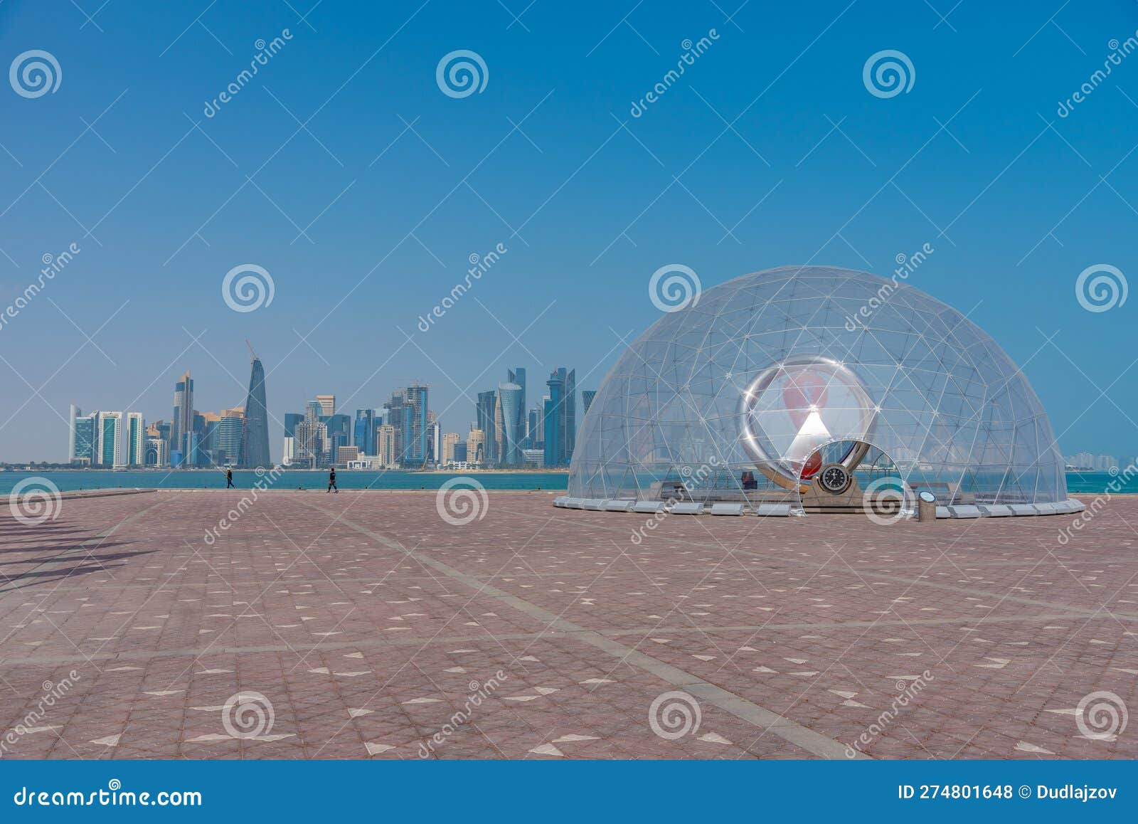 Doha, Qatar, January 17, 2022 World Cup Clock in Doha, Qatar Editorial