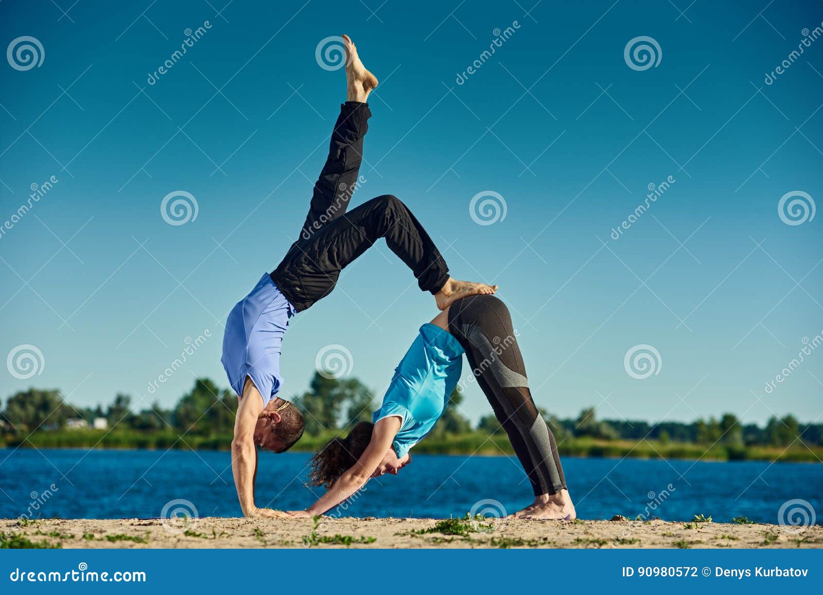Acrobatic yoga in a gym stock image. Image of space, acrobatic - 57205871
