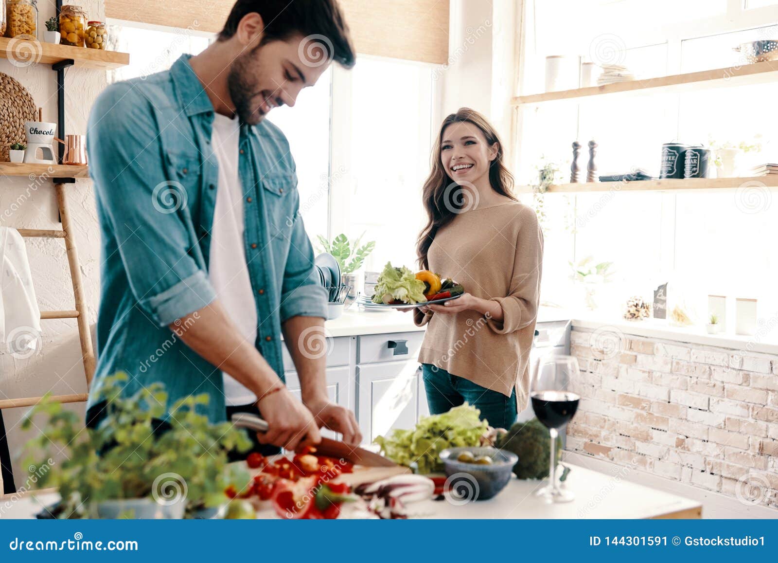 Doing everything together. stock image. Image of indoors 144301591