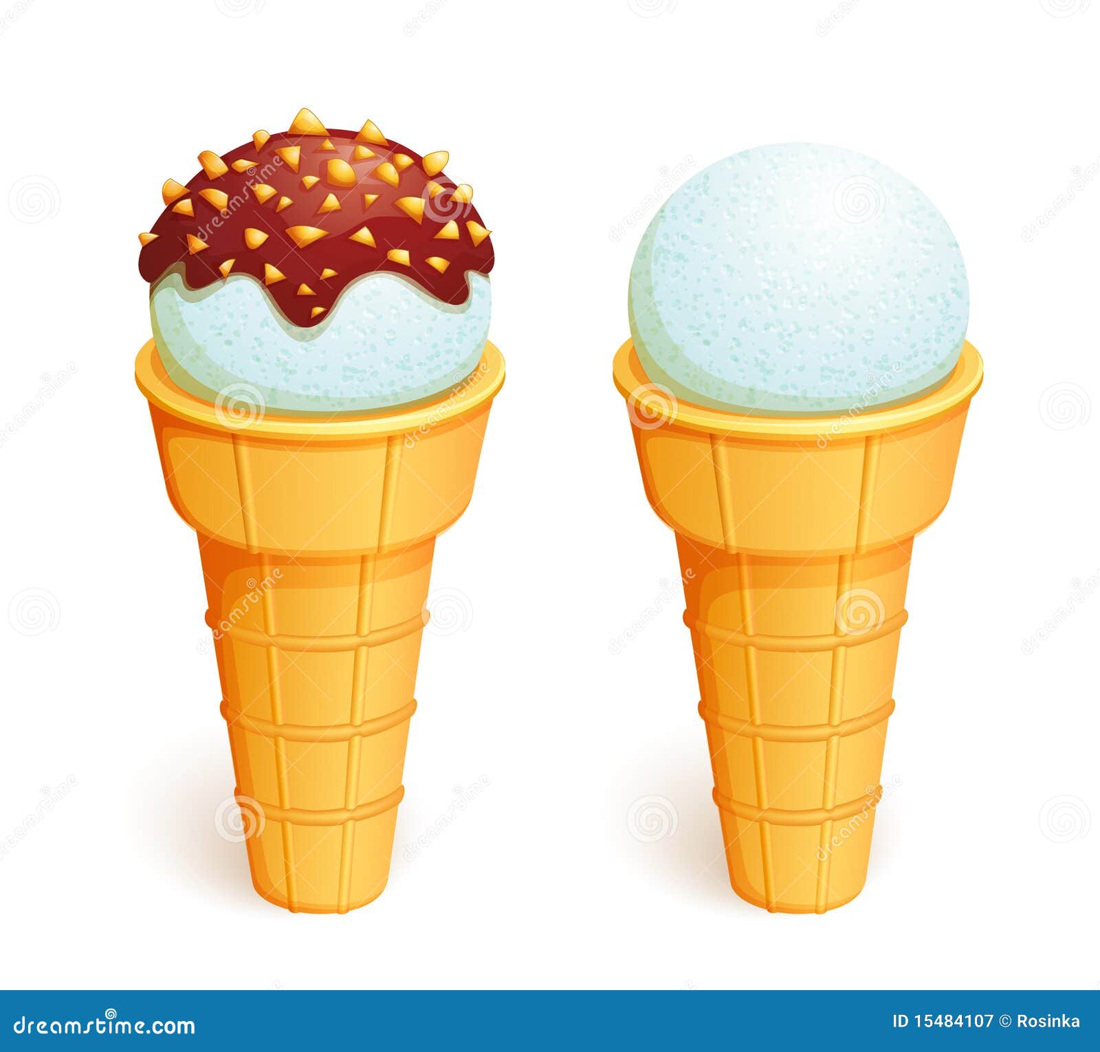 Dois Gelado Em Cones Da Bolacha Ilustração do Vetor Ilustração de