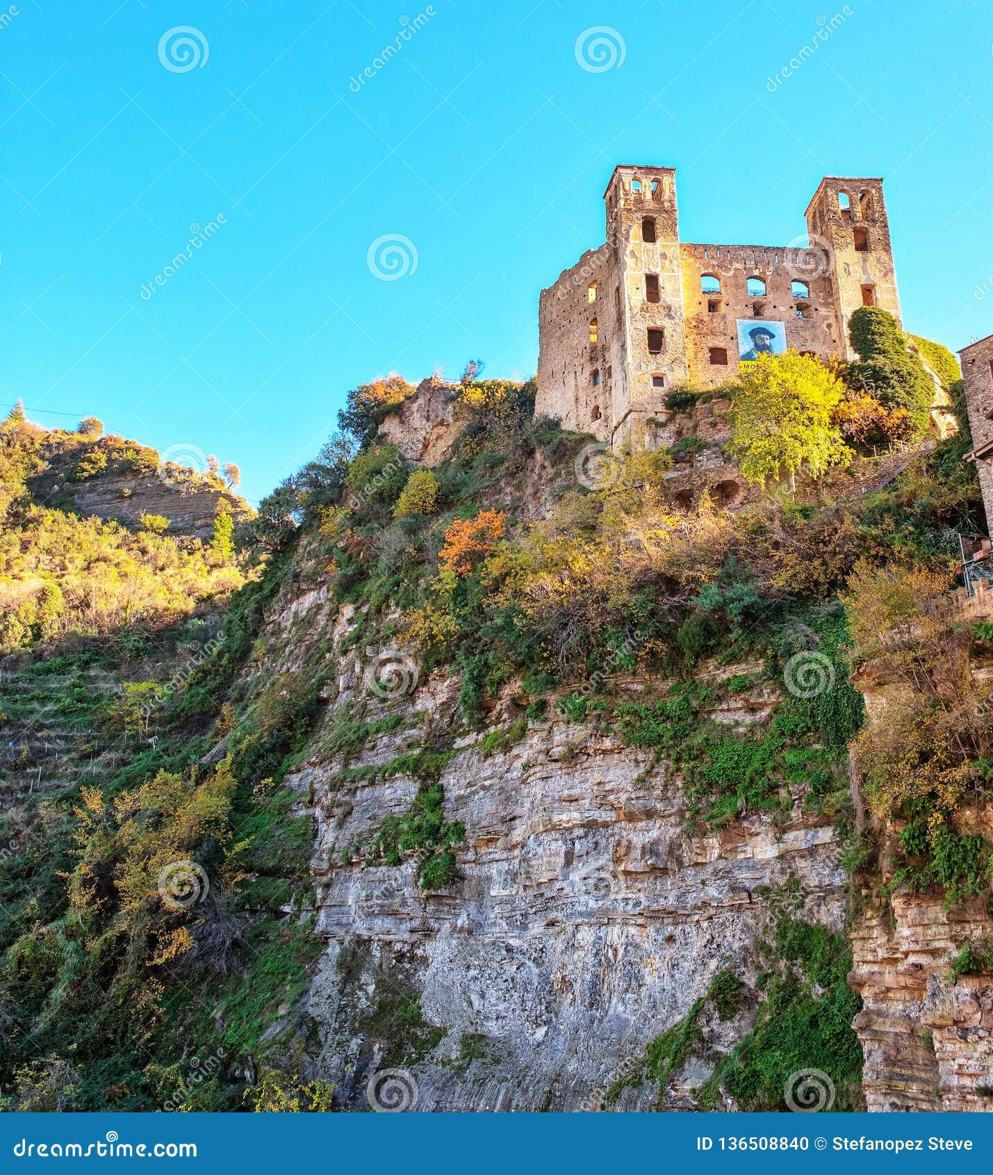 dolceacqua ligurian region, northern italy: the ancient castle. color image