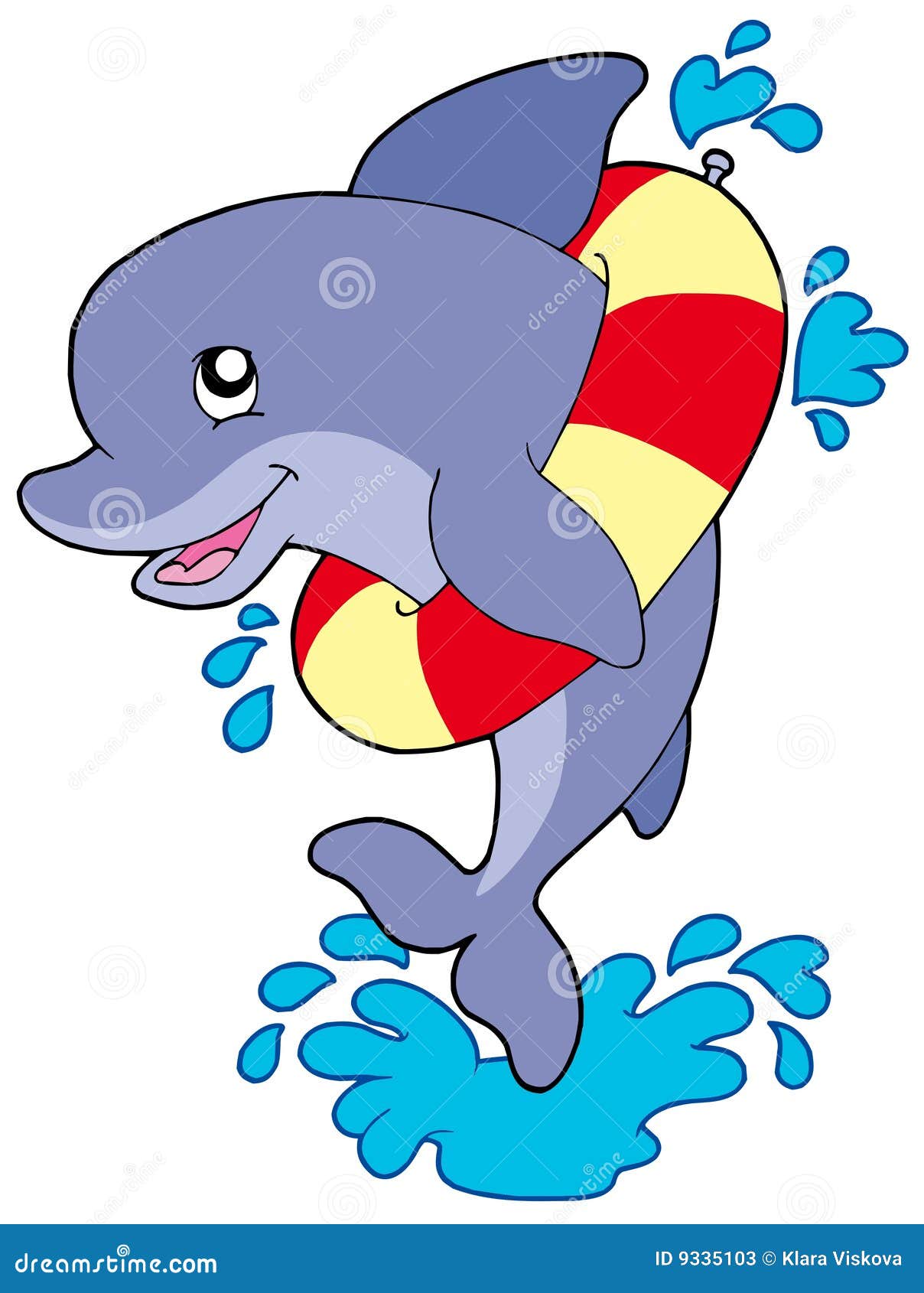 Vlieger Willen uitlokken Dolfijn Met Opblaasbare Ring Vector Illustratie - Illustration of uitziend,  vriend: 9335103