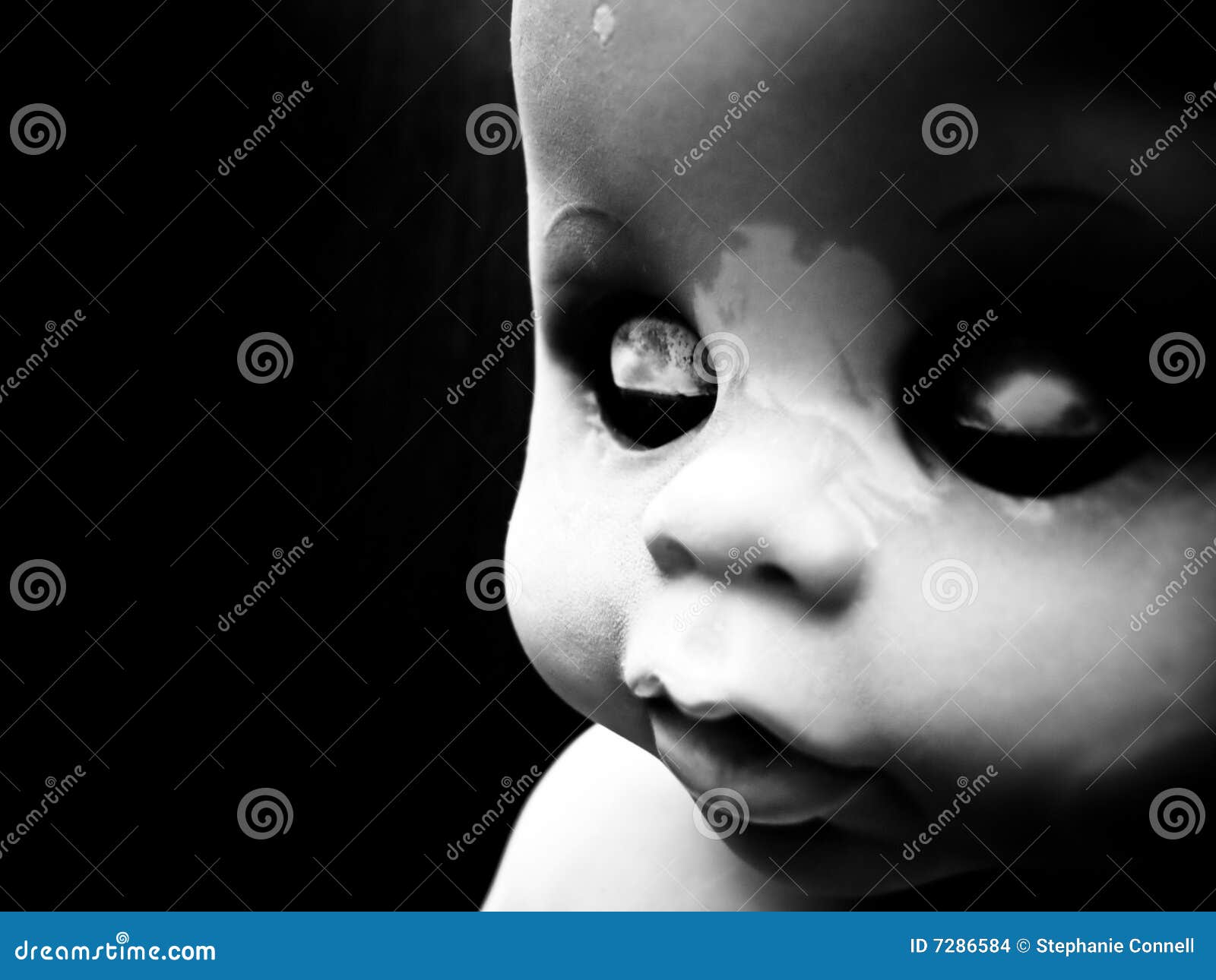 Doll with closed eyes stock photo. Image of horror, black 7286584