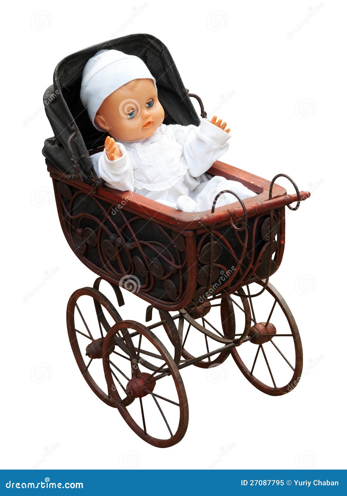 Doll in vintage pram stock image. Image of nostalgia 27087795