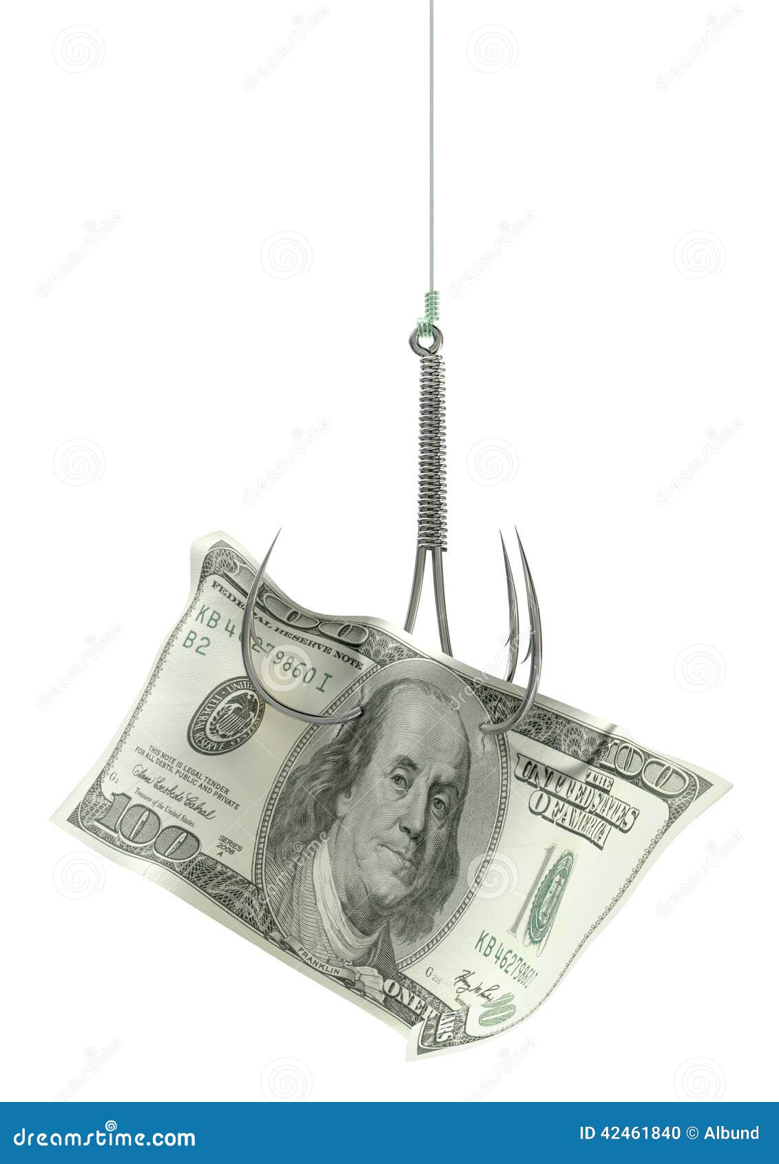 dollar banknote baited hook