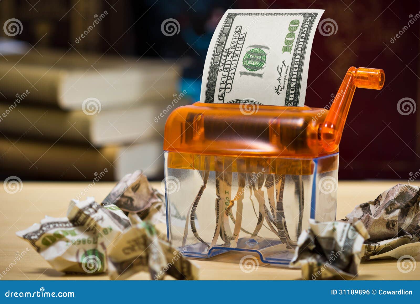 Dollar Banknote in a Paper Shredder Stock Photo Image of dollar