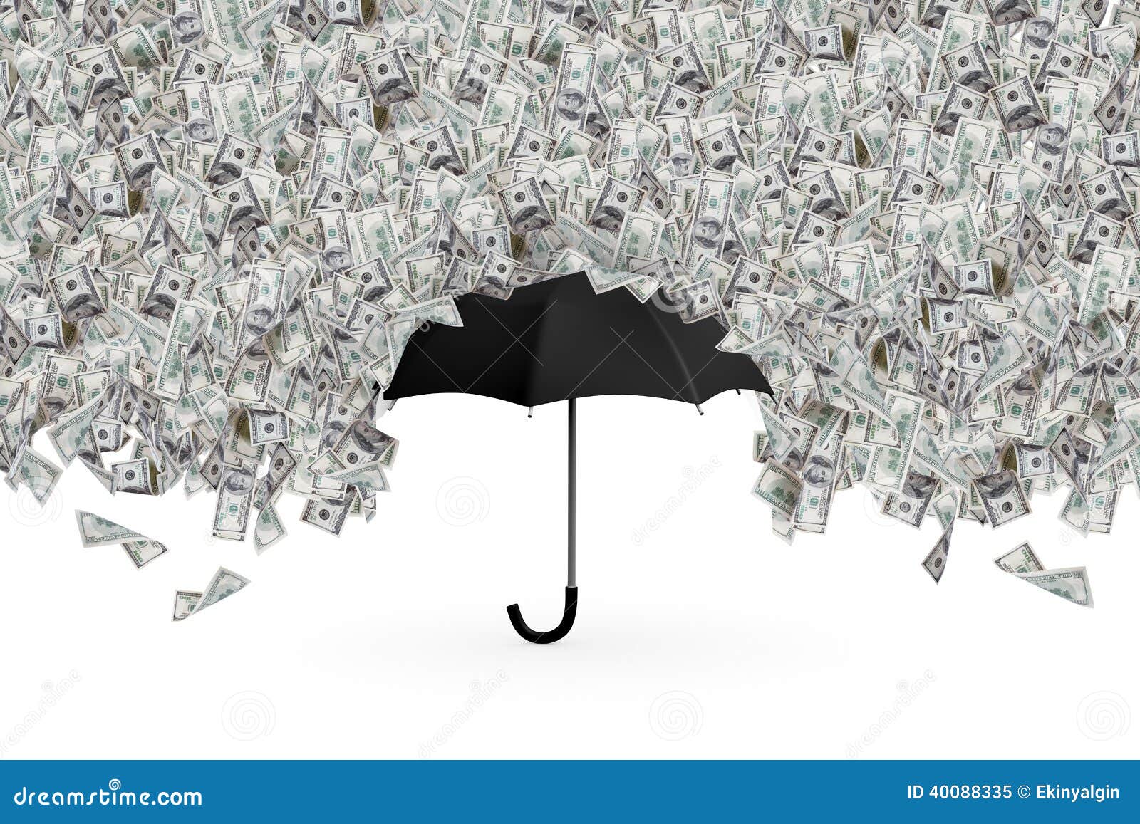 Dollar Banknotes Flying and Raining on Umbrella Stock Image Image of