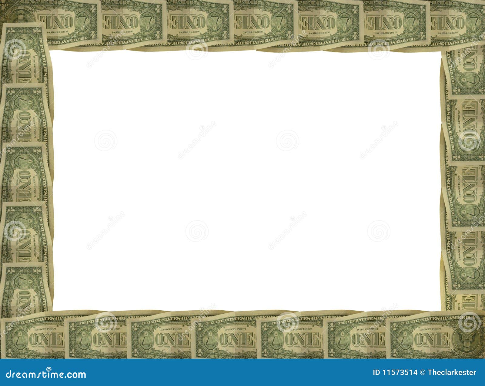 Dollar Bill Border With White Background Stock Images - Image: 11573514