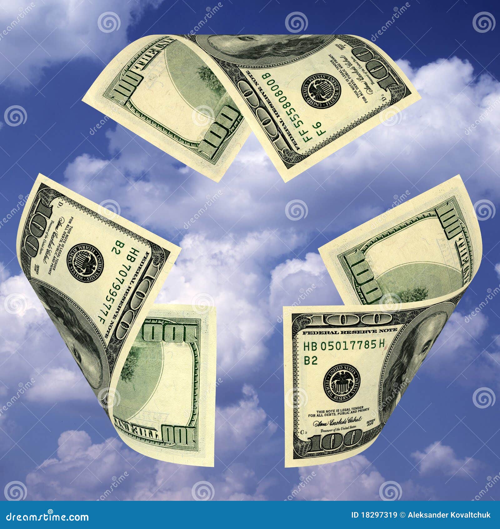 Recycle On Dollar Bill Stock Photography 4661036