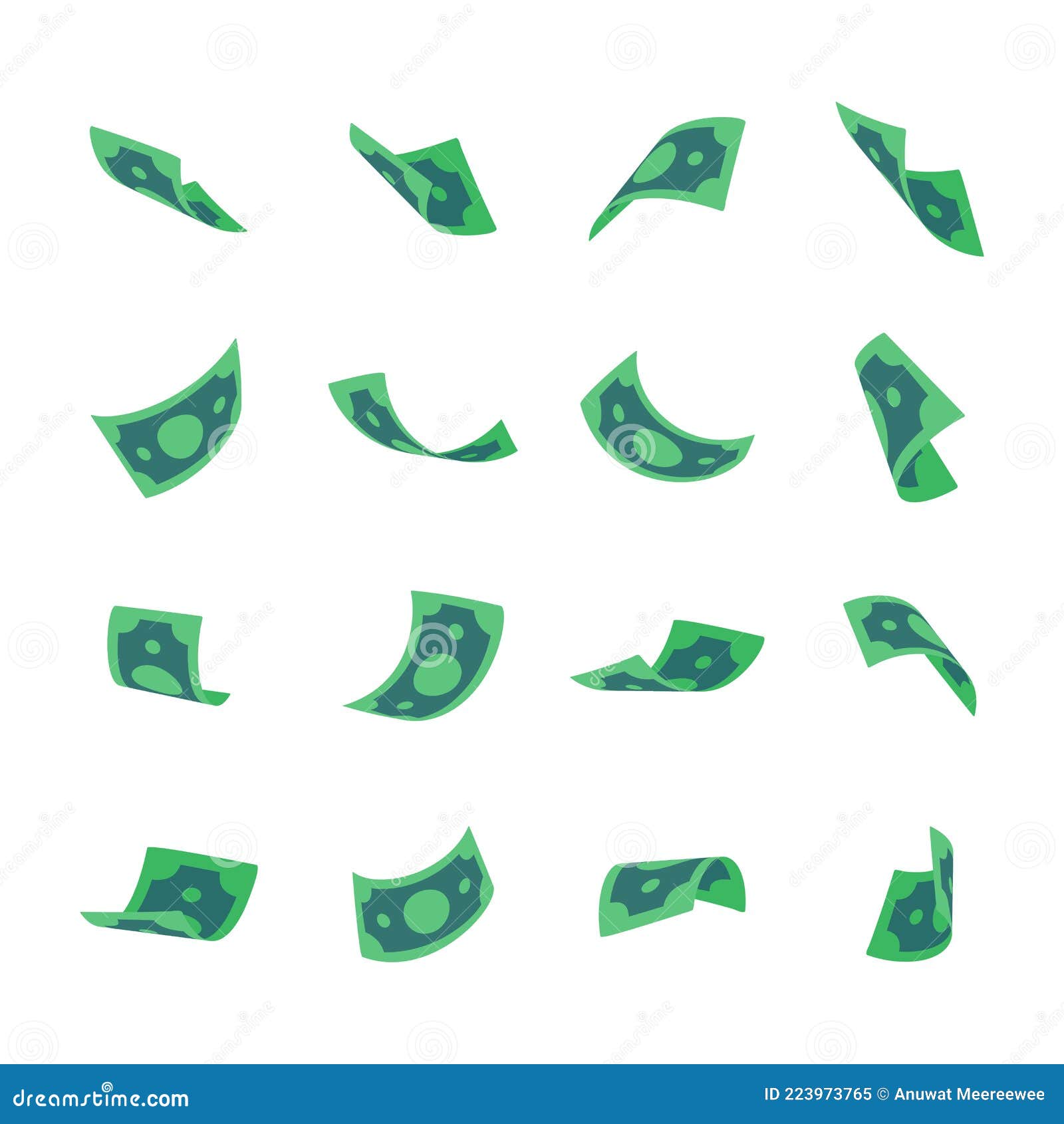 Dollar Bills Falling from Above. Billionaire Jacks a Lot of Money Stock