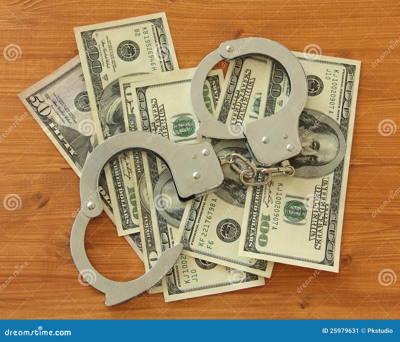 Dollar Bills with Handcuffs Stock Image Image of handcuffs, bill