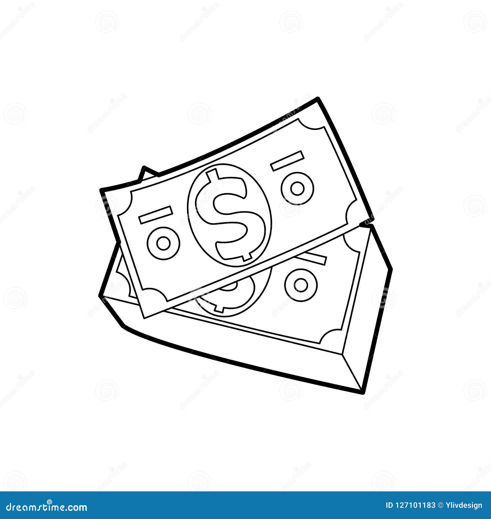 Dollar Bills Icon in Outline Style Stock Illustration - Illustration of ...