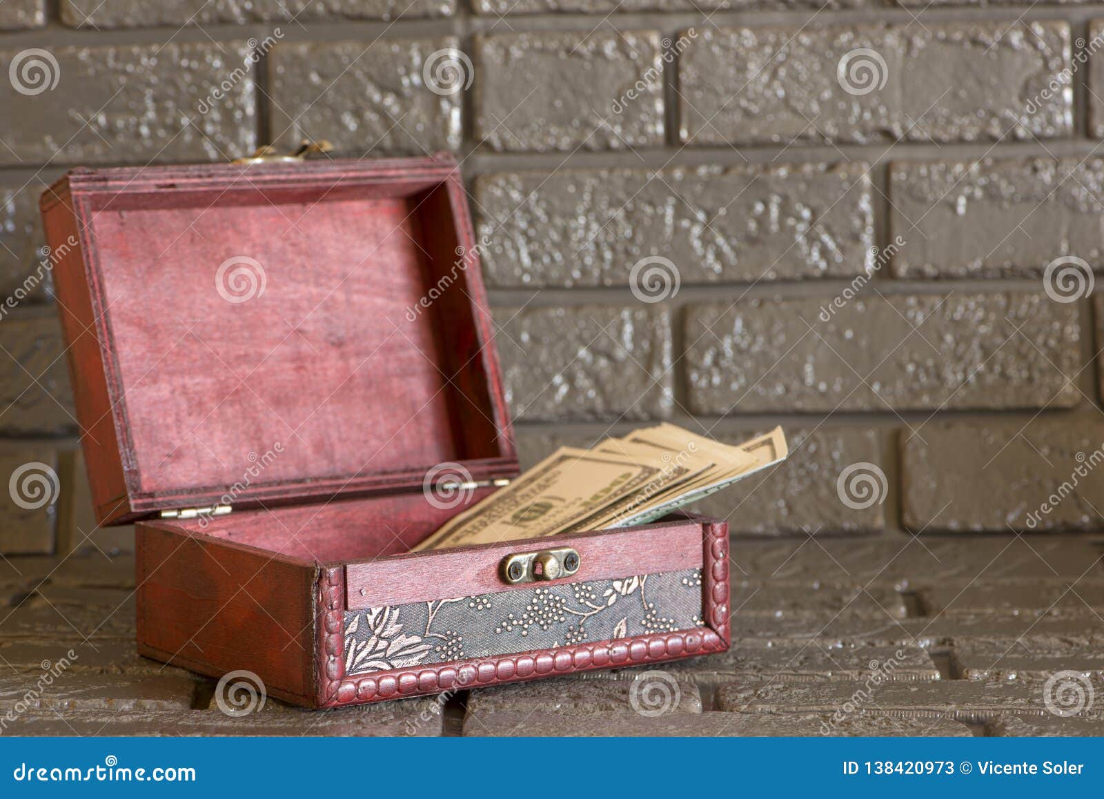 Dollar Bills Inside an Old Brown Box Stock Image Image of currency