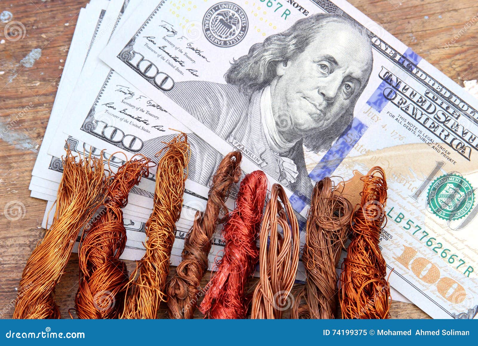 Dollar Bills Money with Copper Scrap Stock Image Image of america