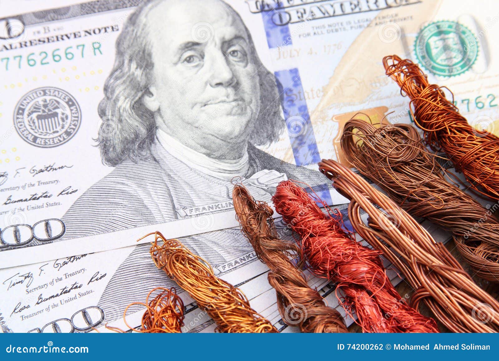 Dollar Bills Money with Copper Scrap Stock Photo Image of business