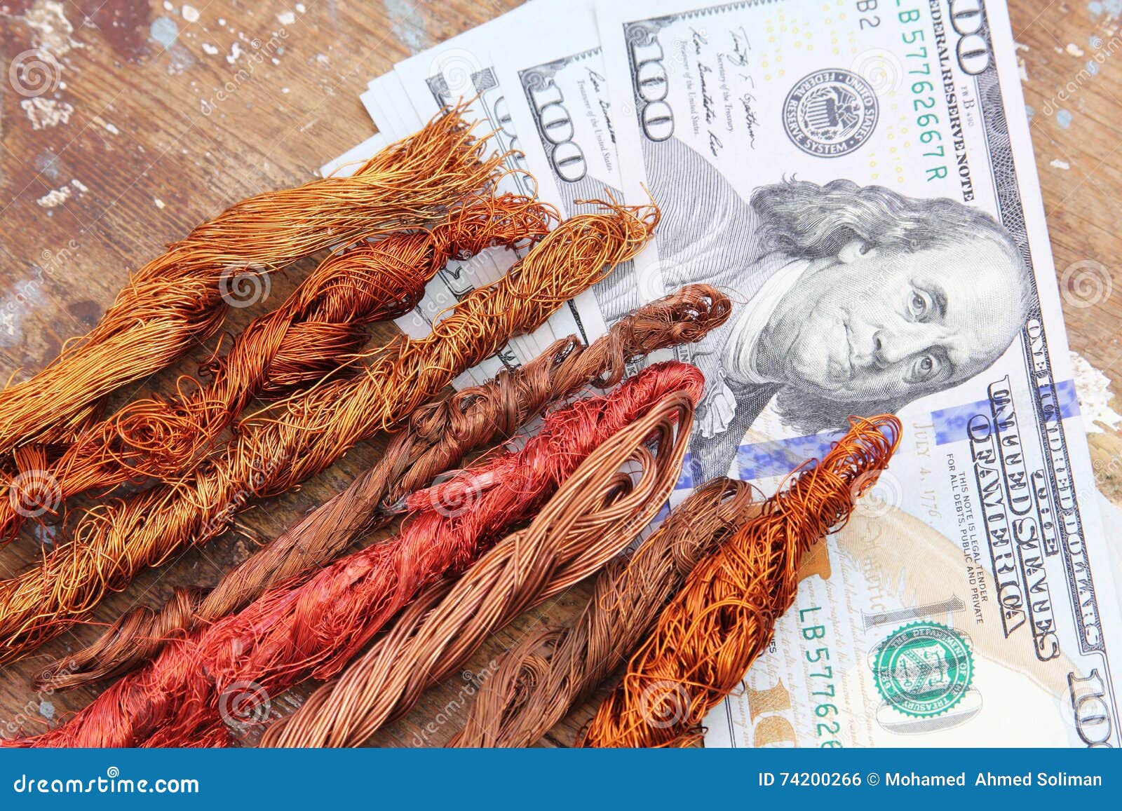 Dollar Bills Money with Copper Scrap Stock Photo Image of finance