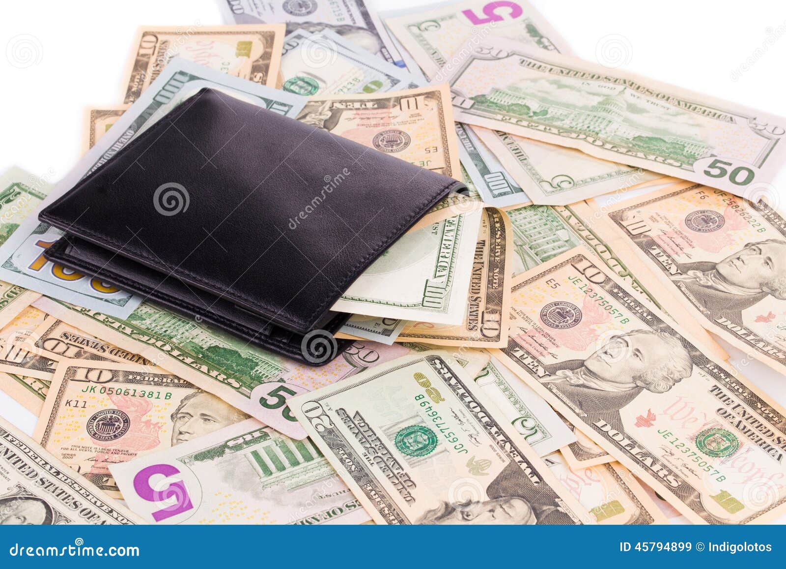 Dollar bills and purse stock image. Image of wages, bank 45794899