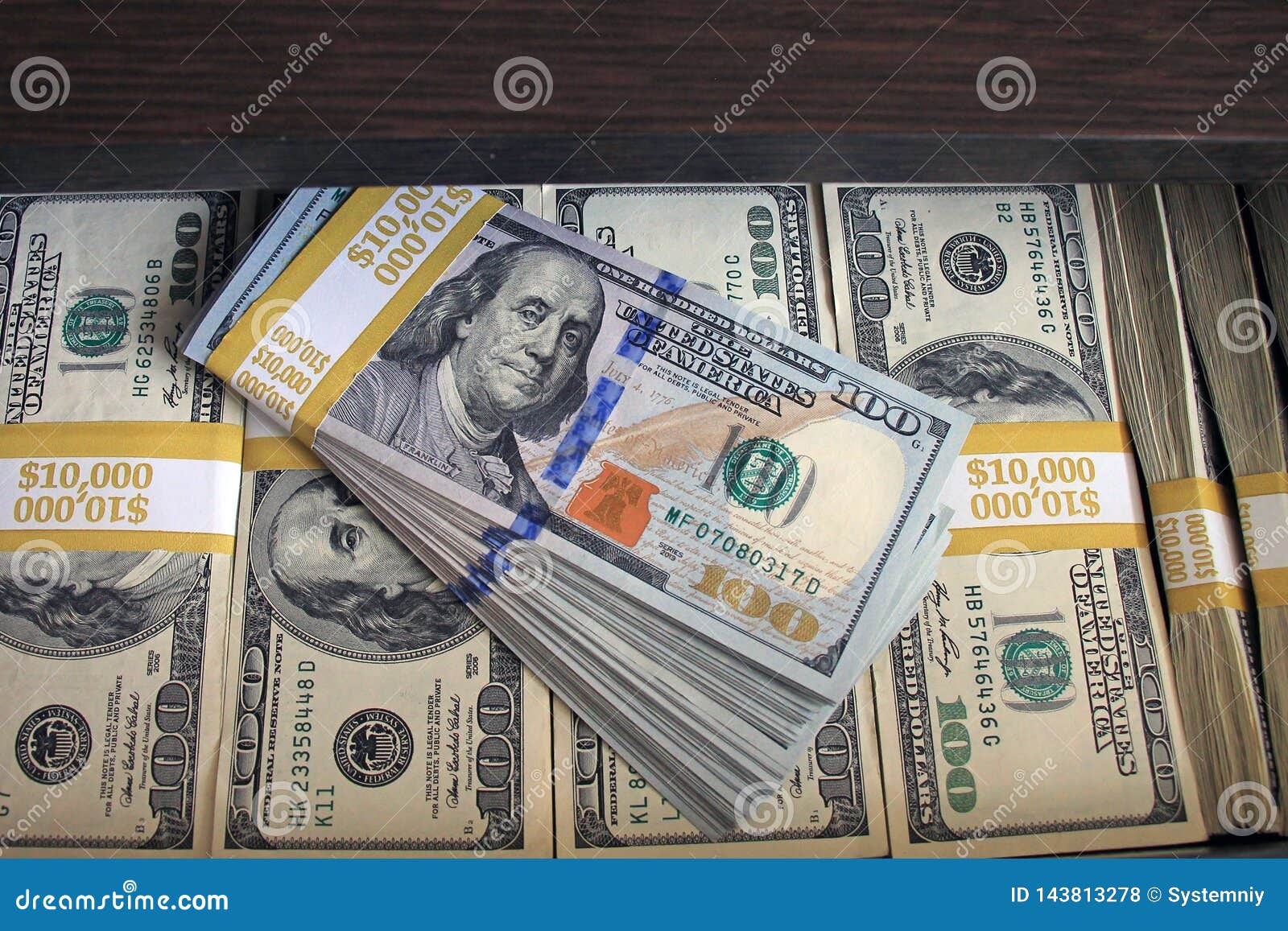 100 Dollar Bills Stacks Stacks Of Money On The Table Stock Photo Image Of Stack Money 143813278