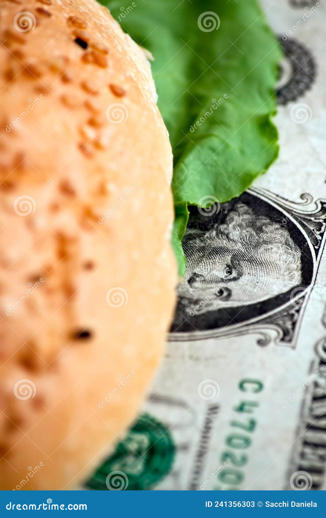 Dollar Burger stock image. Image of single, juicy, hamburger 241356303