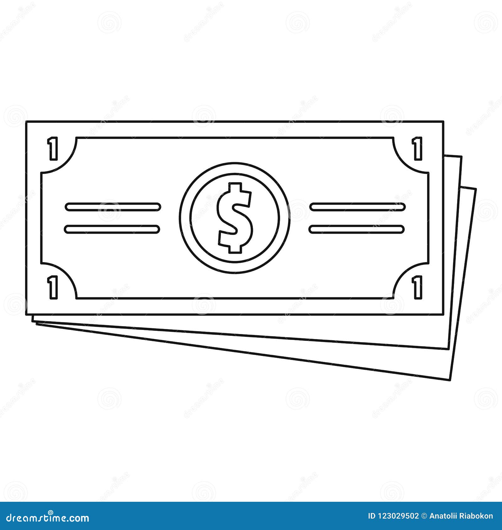 Dollar Cash Icon, Outline Style. Stock Illustration - Illustration of ...