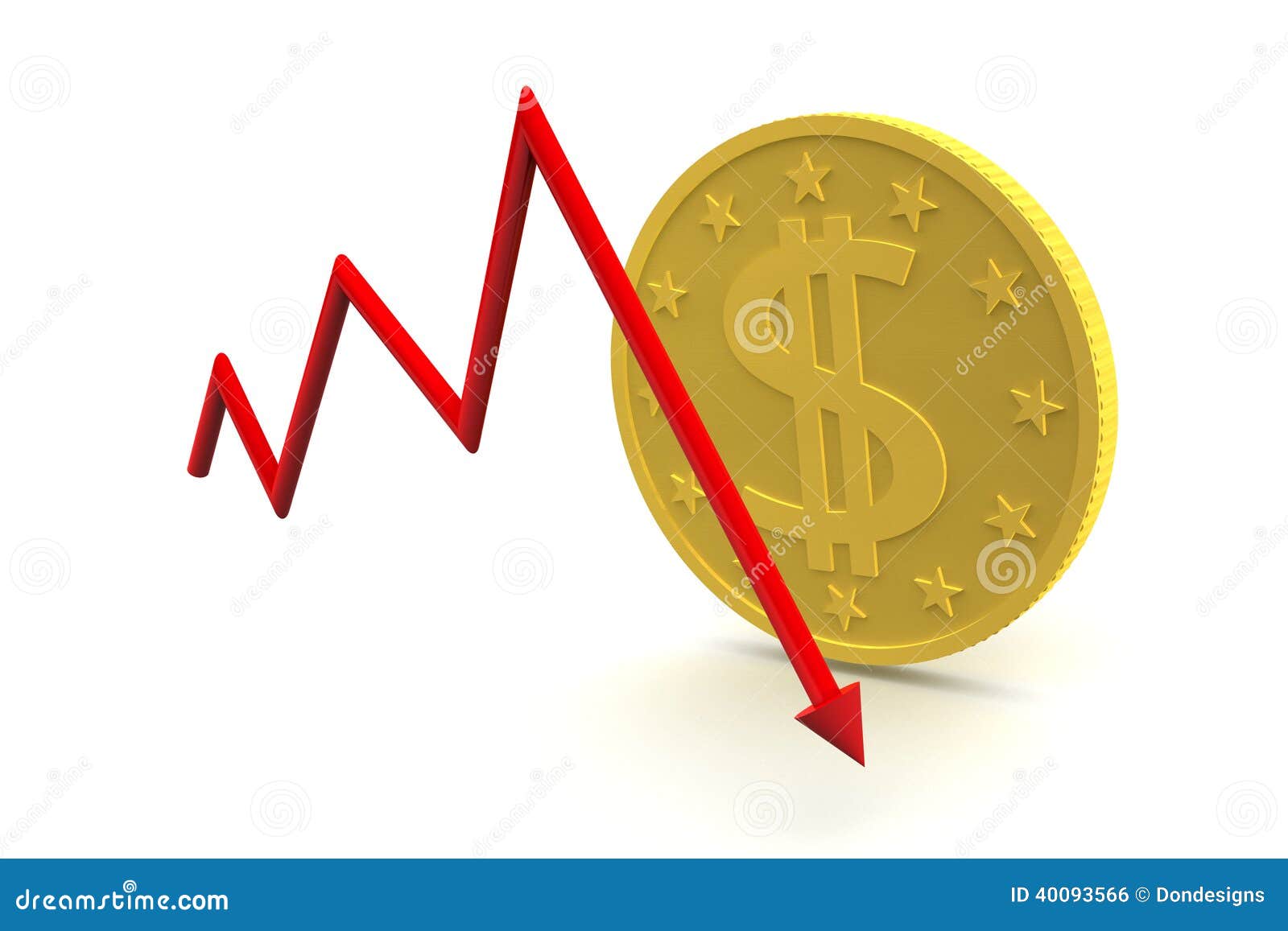 Dollar Coin with Down Trend Stock Illustration Illustration of making