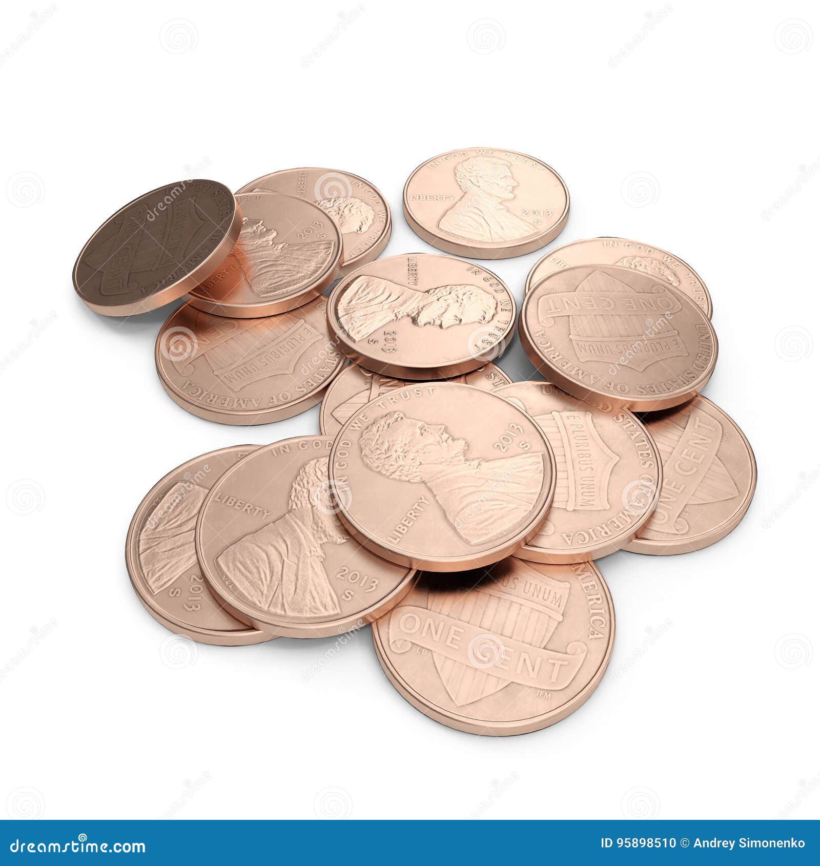 American money gold coin one cent penny Royalty Free Vector