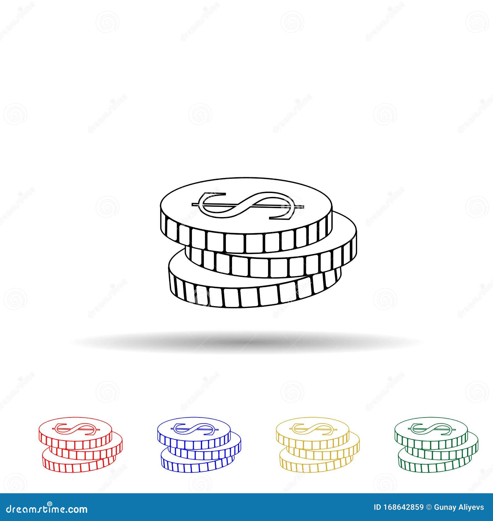 dollar coins multi color style icon. simple glyph, flat  of profit icons for ui and ux, website or mobile application