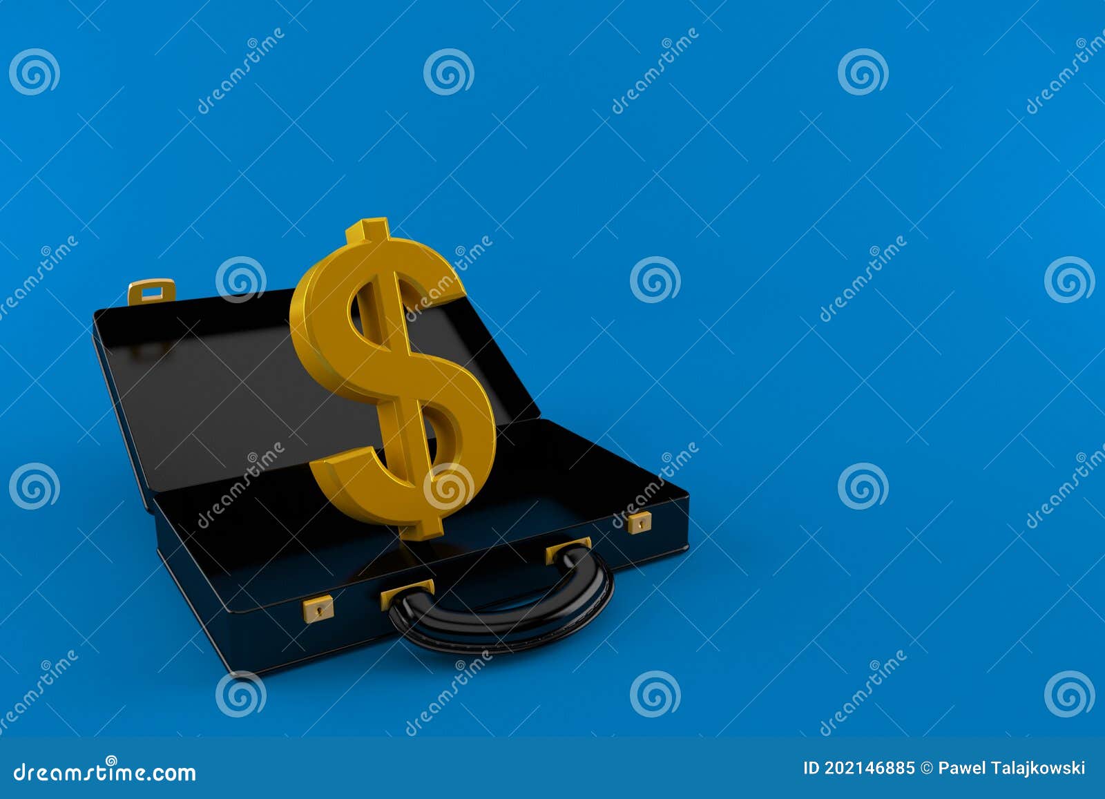 Dollar Currency Inside Black Briefcase Stock Illustration